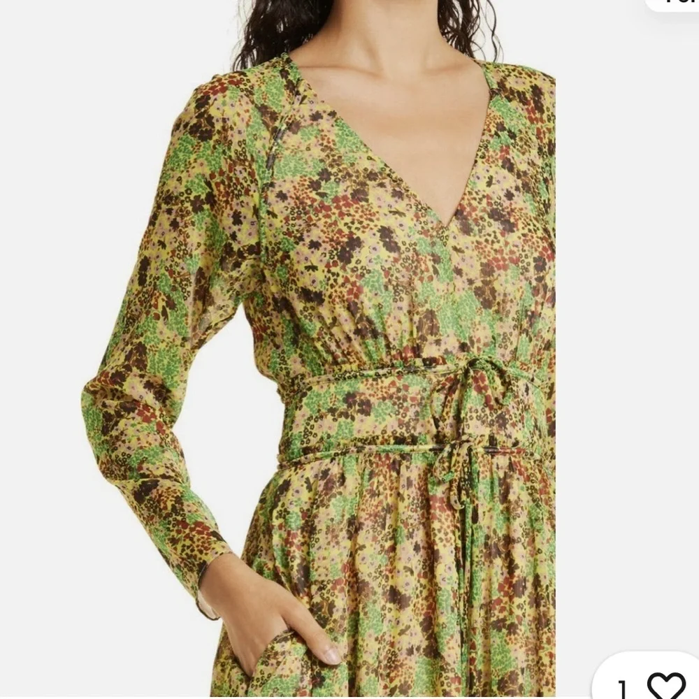 Ted Baker London UMAH Long sleeve Floral V-Neck MIDI Dress - Picture 7 of 14